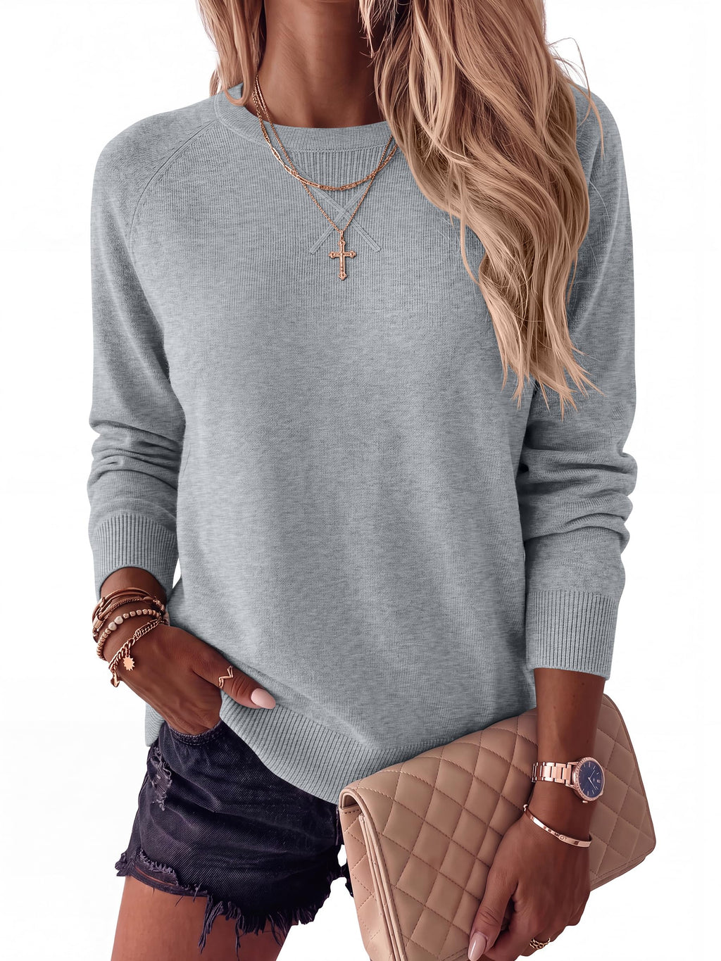 ANRABESS Sweater for Women Lightweight Knit Fall Pullover
