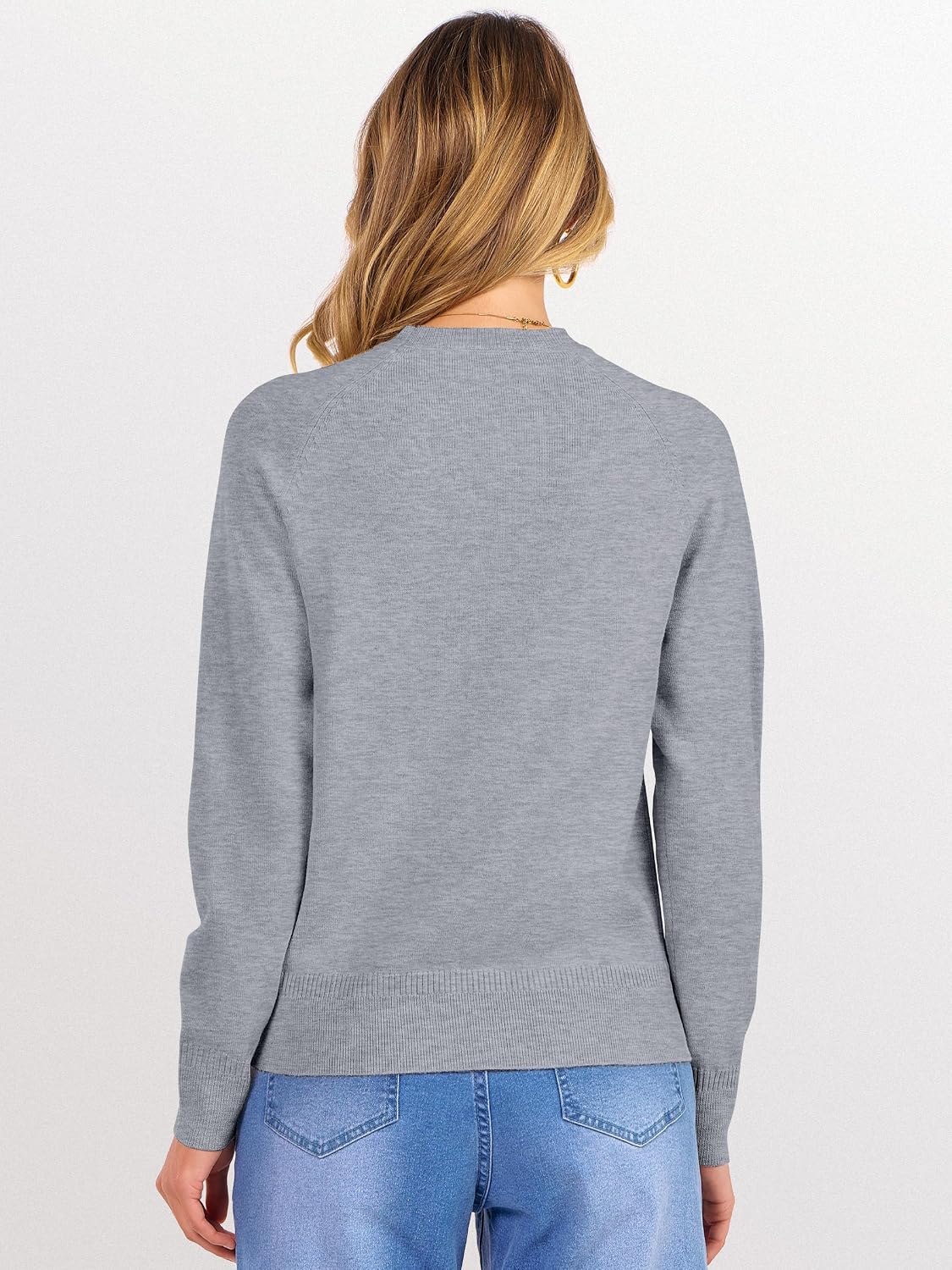 ANRABESS Women's Long Sleeve Crew Neck Fall Lightweight Sweaters Top