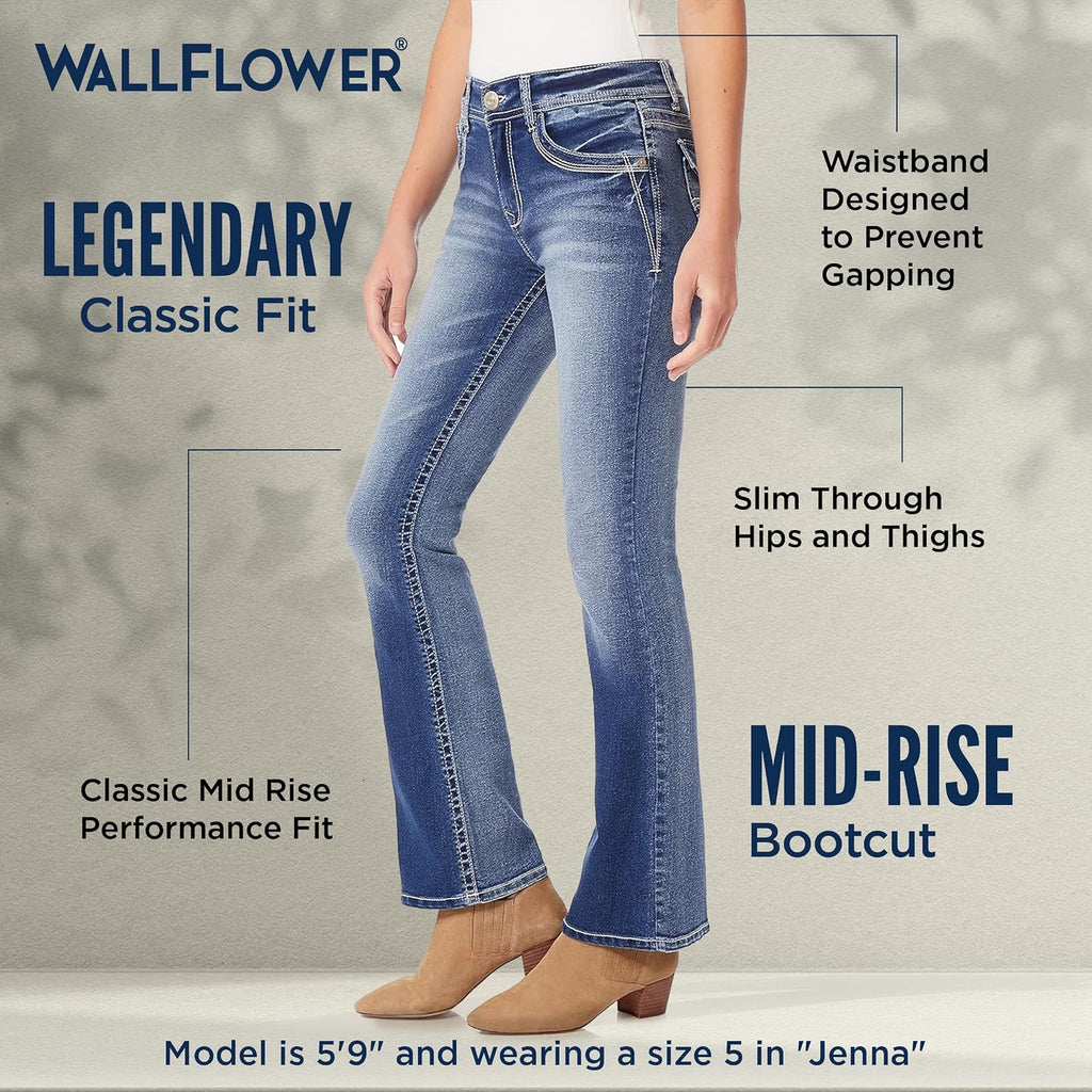 WallFlower Legendary Bootcut Jeans for Women, Size 0 to 24