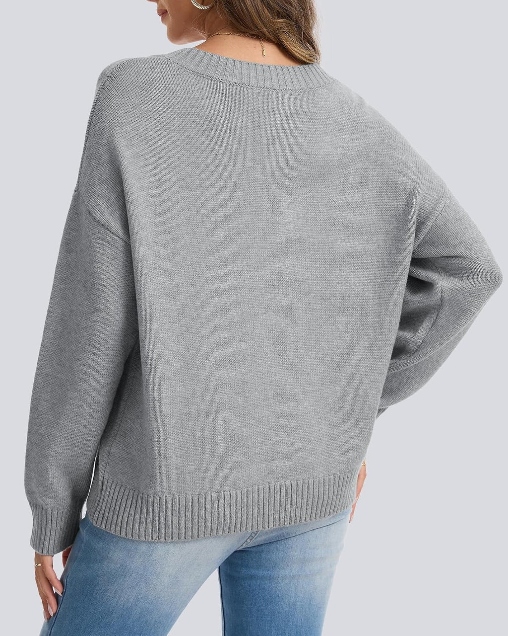 Womens Oversized Cashmere Blend V Neck Cozy Pullover Sweaters