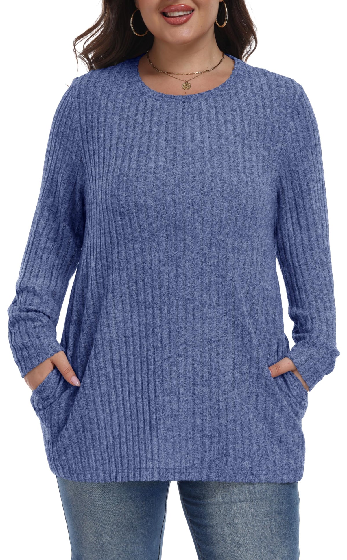 OLRIK Womens Plus Size Sweater Tunic Casual Lightweight Top Fall Fashion