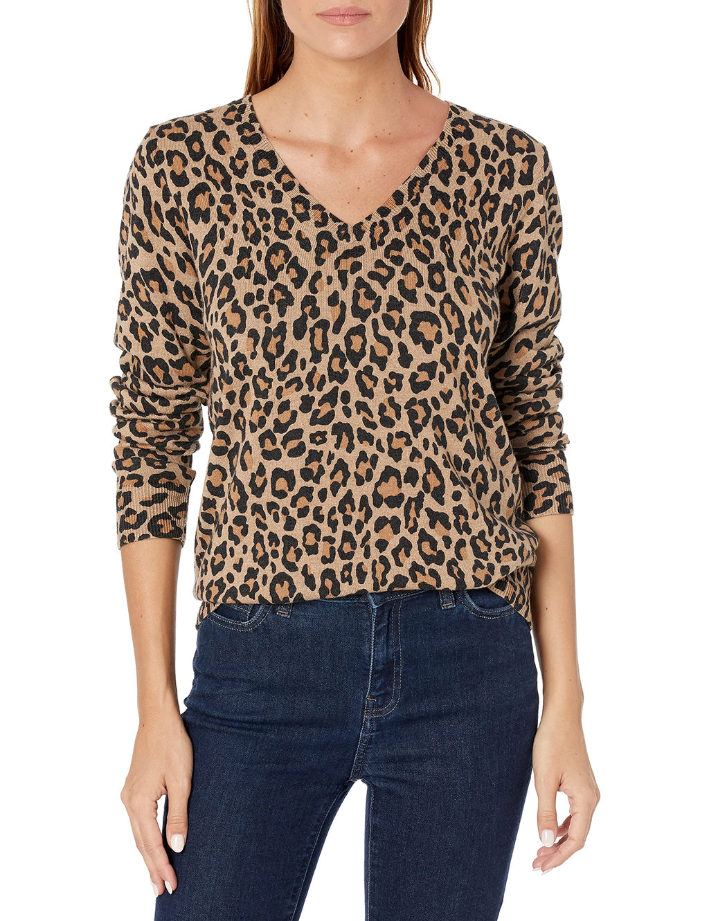 Amazon Essentials Women's Regular-Fit Lightweight Long-Sleeve V-Neck Sweater, Ribbed, Cozy Soft (Available in Plus Size)