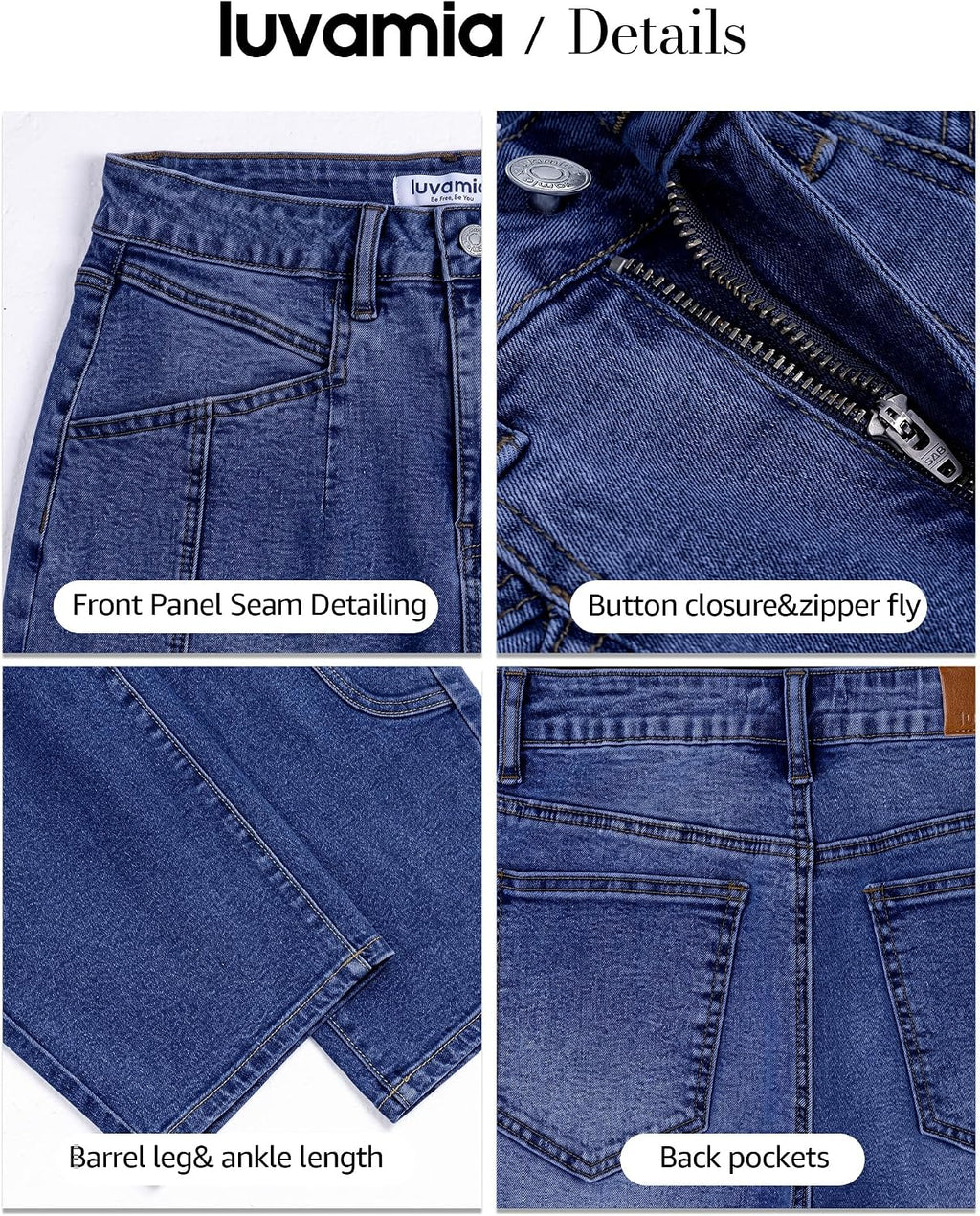 luvamia Barrel Jeans Women Baggy High Waisted Stretchy Ankle Denim Pants