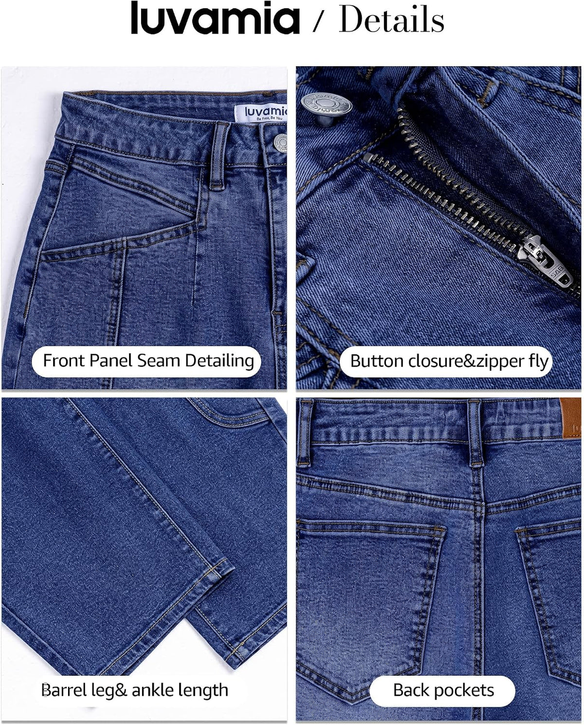 luvamia Barrel Jeans Women Baggy High Waisted Stretchy Ankle Denim Pants